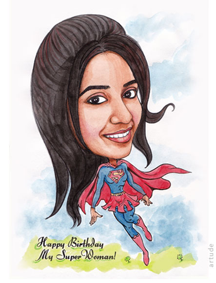 super woman caricature gift