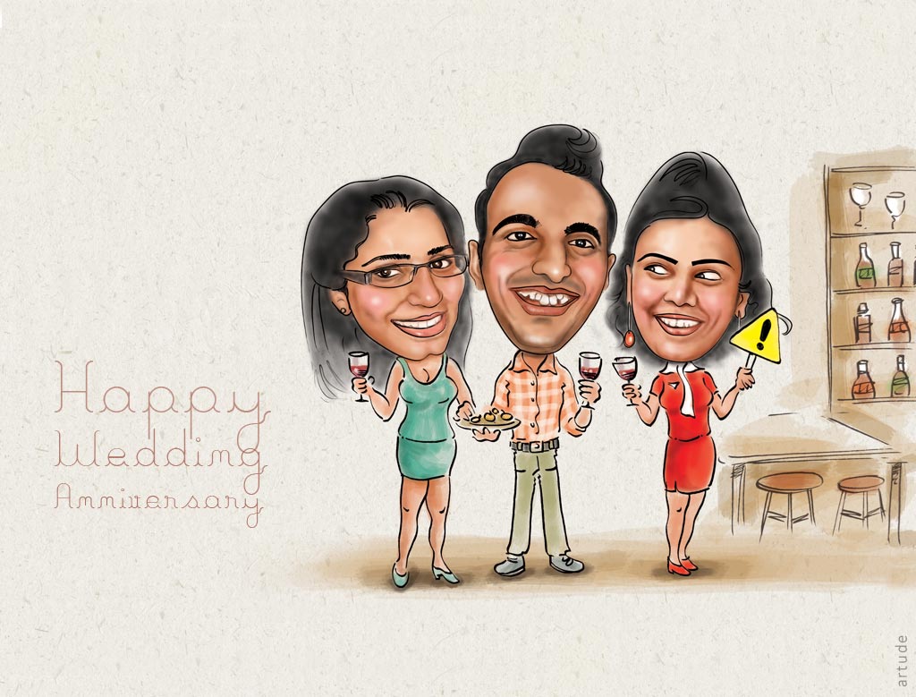 happy family caricature