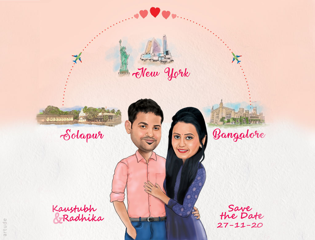 personalized wedding backdrop with caricature 