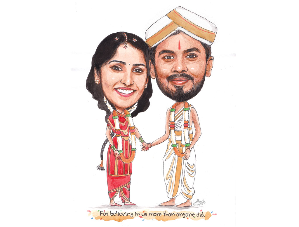 personalized couples caricature 