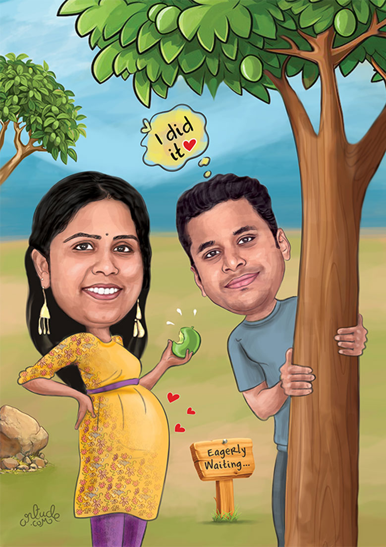 personalized couples caricature 